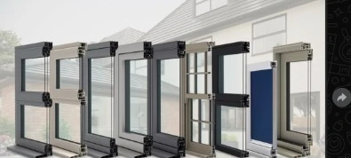 Epwin uPVC window profile systems in chamfered and sculptured styles, shown in a range of colours