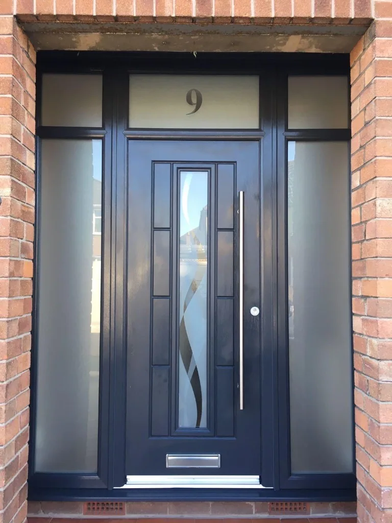 Anthracite grey composite front door with sidelights