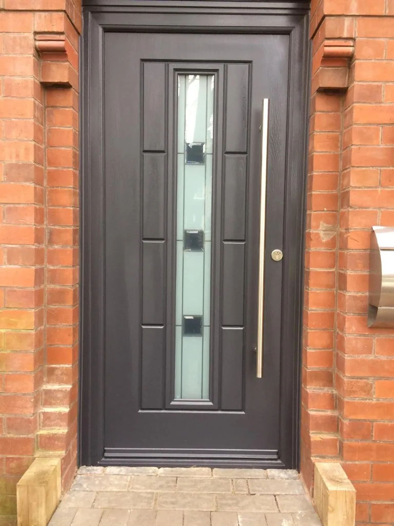 Anthracite grey composite front door with bar handle